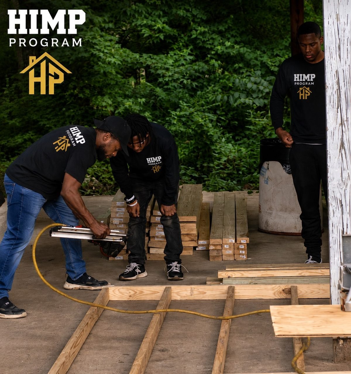 HIMP participants building a deck